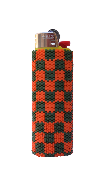 Orange Checkerboard Lighter Cover